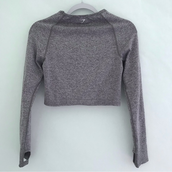 GYMSHARK Vital Seamless 2.0 Long Sleeve Crop Heathered Purple - Picture 10 of 11